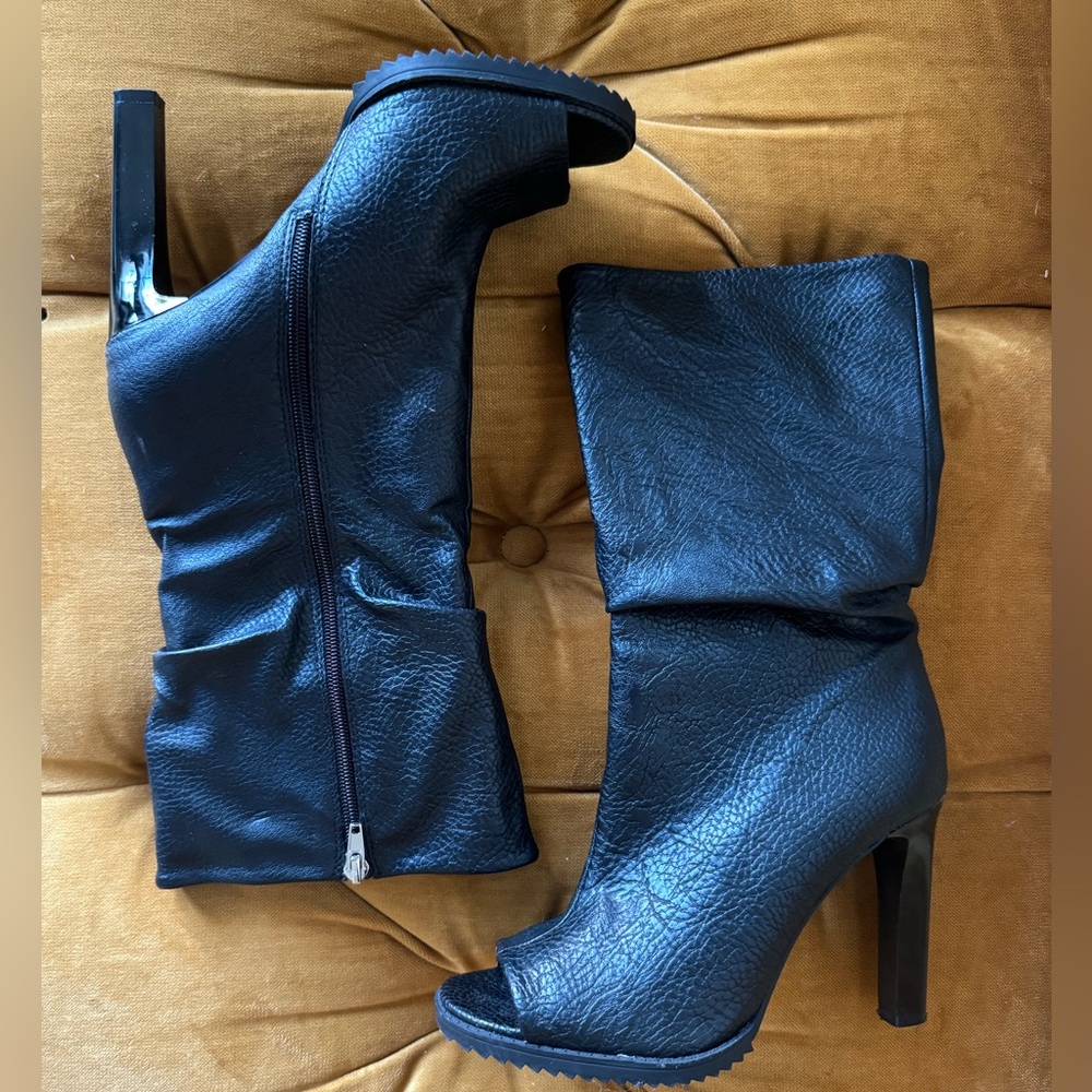 DKNY black peep toe booties